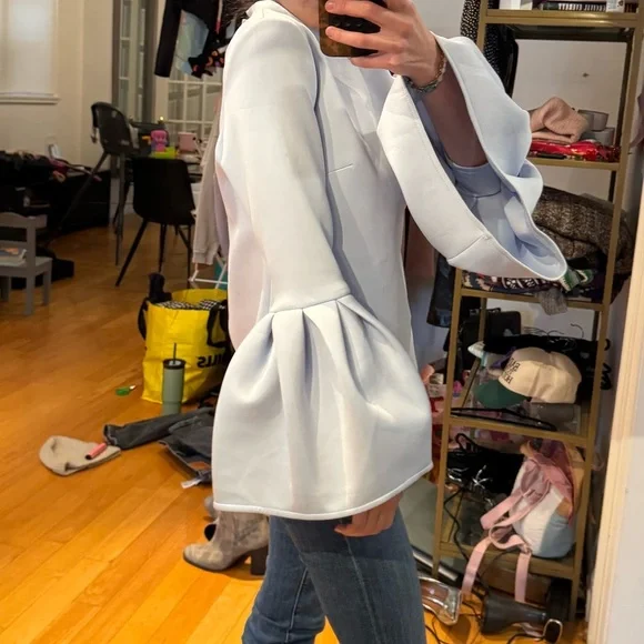 Blaque Label revolve  Powder Blue Scuba Bell Sleeve Top - Picture 7 of 13